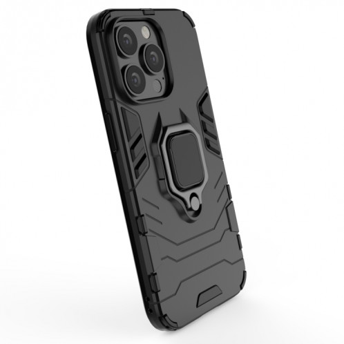 Cas protecteur PC + TPU antichoc avec porte-bague magnétique pour iPhone 13 Pro (Noir) SH403A577-07