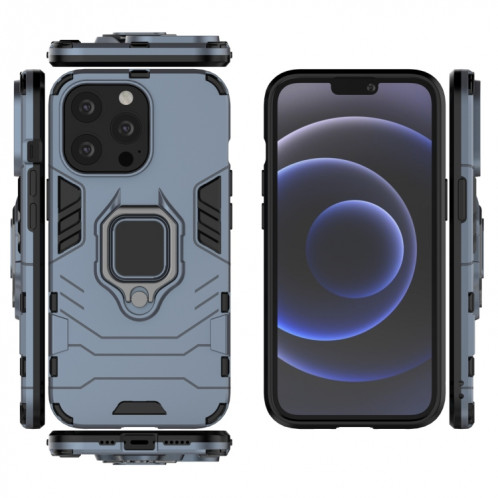 Boîtier protecteur PC + TPU antichoc avec porte-bague magnétique pour iPhone 13 Pro (bleu marine) SH403C334-07
