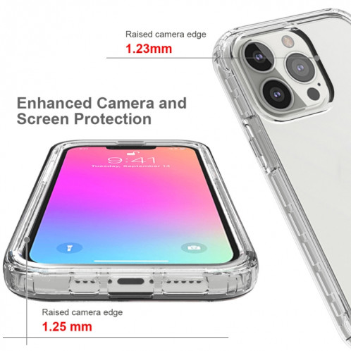 Changement progressif de la transparence élevée de la transparence de la transparence à deux couleurs PC + TPU Candy Colors Cas de protection pour iPhone 13 Pro (Transparent) SH901E948-06