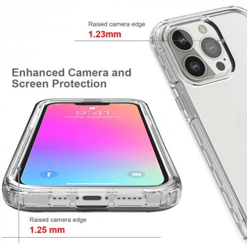 Changements progressifs de la transparence élevée de la transparence à grande couleur PC + TPU Candy Colors Cas de protection pour iPhone 13 PRO (Noir) SH901A771-06