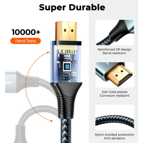 Joyroom Sy-20H1 4K 60Hz HDMI To HDMI Adaptateur Câble, longueur: 2m (gris) SJ201A1523-07