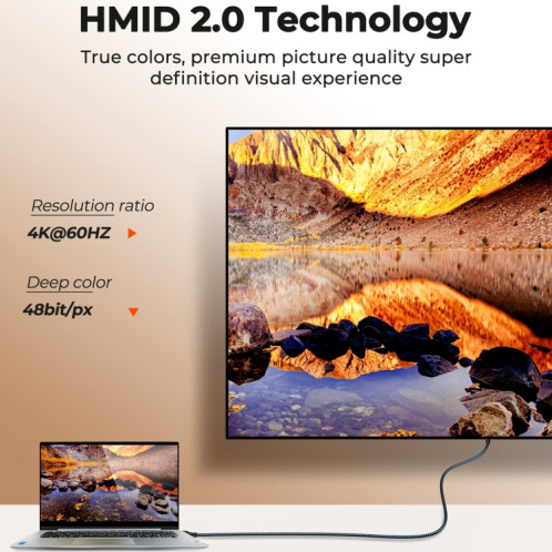 Joyroom Sy-20H1 4K 60Hz HDMI To HDMI Adaptateur Câble, longueur: 2m (gris) SJ201A1523-07