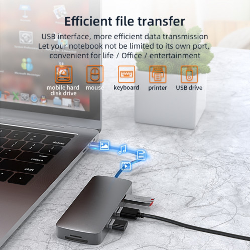 BL10V 10 en 1 USB-C / TYPE-C à RJ45 + VGA + HDMI + 3,5 mm Aux + SD / TF Slot + SD / TF + PD USB-C / TYPE-C + USB 3.0 + 2 ports USB 2.0 Ports Hub SB83881807-09