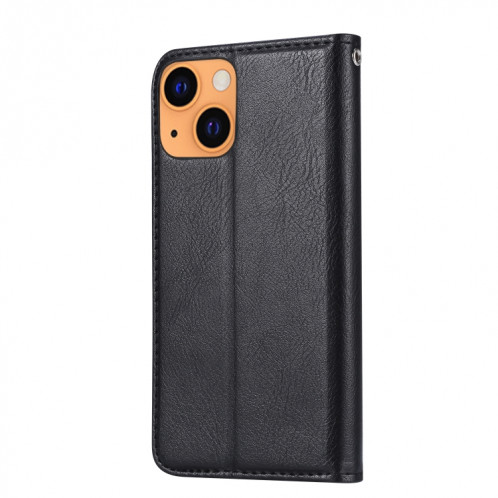 Horizontal Texture de la peau Texture horizontale Coque en cuir avec cadre photo et porte-cartes et portefeuille pour iPhone 13 (noir) SH601A1103-06