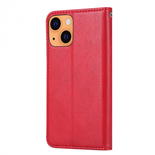 Pétrole Texture de la peau Texture horizontale Horizontal Coating Coque avec cadre photo et porte-cartes et portefeuille pour iPhone 13 (rouge) SH601B564-06