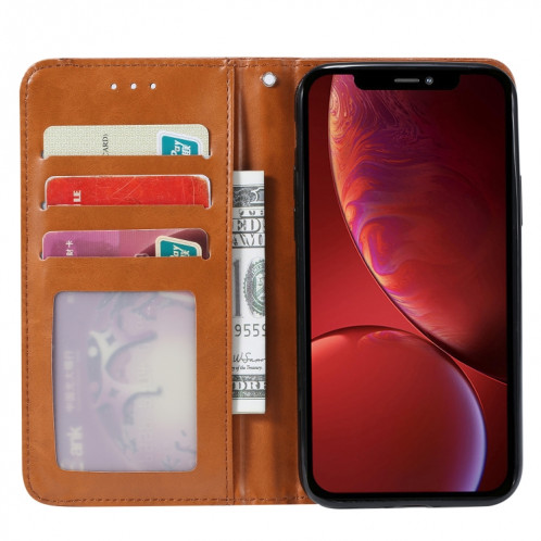 Texture de la peau de pétrole Texture horizontale Horizontal Toam Coque avec cadre photo et porte-cartes et portefeuille pour iPhone 13 (rouge vin) SH601C716-06