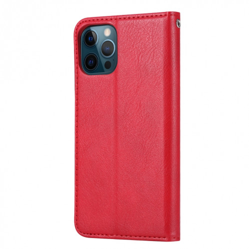 Horizontal Texture de la peau Texture horizontale Horizontale Horizon avec cadre photo et porte-cartes et portefeuille pour iPhone 13 Pro (rouge) SH603B794-06