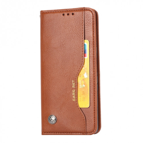 Pétrole Texture de la peau Texture horizontale Coque en cuir avec cadre photo et porte-cartes et portefeuille pour iPhone 13 Pro (Brown) SH603D1138-06