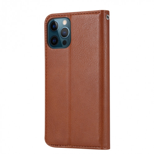 Pétrole Texture de la peau Texture horizontale Coque en cuir avec cadre photo et porte-cartes et portefeuille pour iPhone 13 Pro (Brown) SH603D1138-06