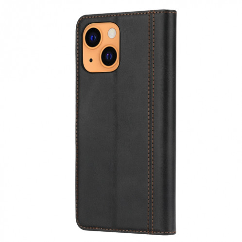Calf Texture Double Pliage Fermoir Horizontal Flip Cuir Case avec cadre photo et porte-cartes et portefeuille pour iPhone 13 (noir) SH801A1415-06