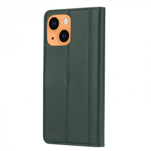 Texture de mollet Double Pliage Fermoir Horizontal Flip Cuir Too avec cadre photo et porte-cartes et portefeuille pour iPhone 13 (vert) SH801C1124-06