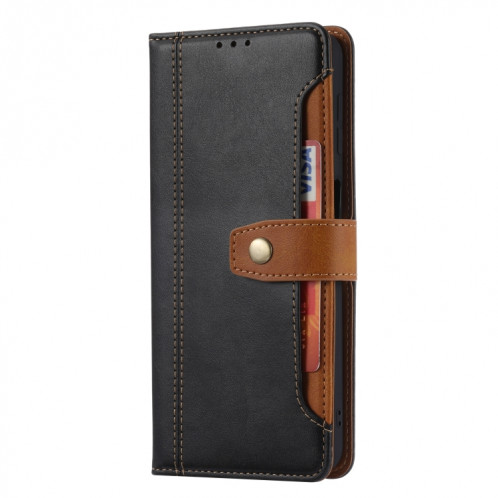 Texture de mollet Texture Double Pliage Fermoir Horizontal Flip Cuir Coque avec cadre photo et porte-cartes et portefeuille pour iPhone 13 Pro (Noir) SH803A367-06