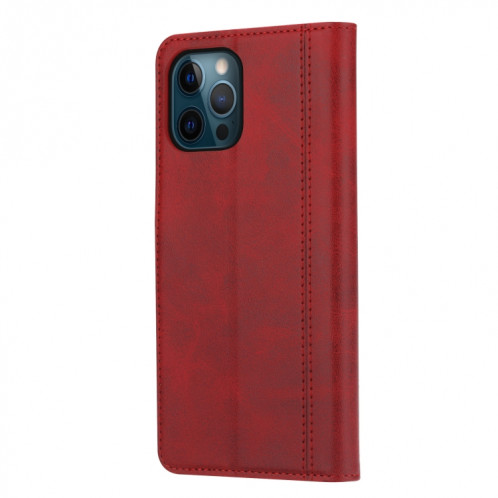 Calf Texture Double Pliage Fermoir Horizontal Flip Cuir Too avec cadre photo et porte-cartes et portefeuille pour iPhone 13 Pro (rouge) SH803B1449-06