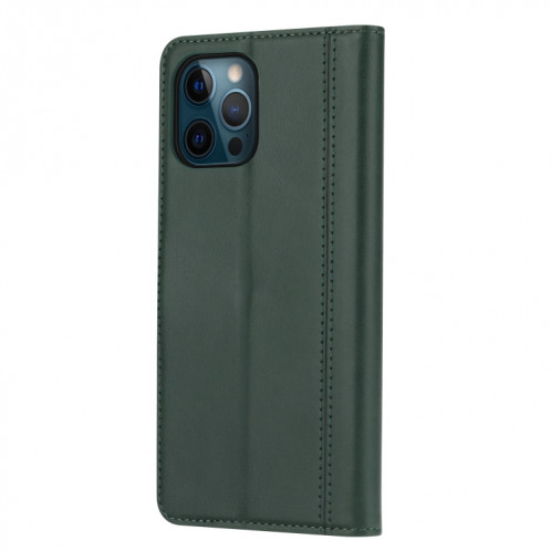 Calf Texture Double Pliage Fermoir Horizontal Flip Cuir Too avec cadre photo et porte-cartes et portefeuille pour iPhone 13 Pro (Vert) SH803C898-06