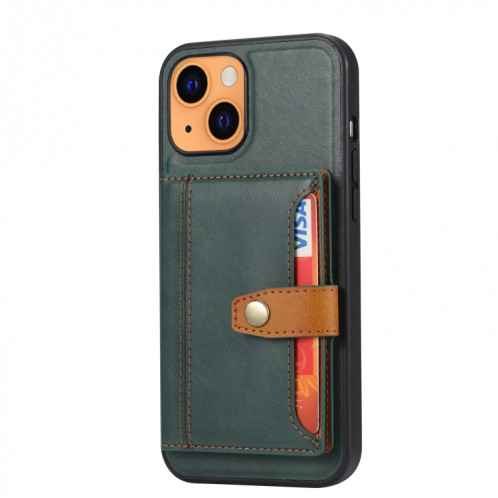 Couleur de couleur Calfskin Assortiment TPU + PU avec support et emplacement de carte pour iPhone 13 (vert) SH001B1062-05