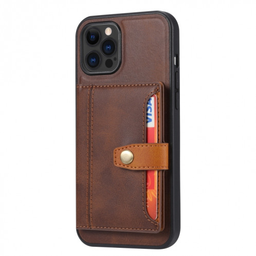 Couleur de couleur Calfskin Assortiment TPU + PU avec support et fente de carte pour iPhone 13 PRO (Brown) SH003C1020-07