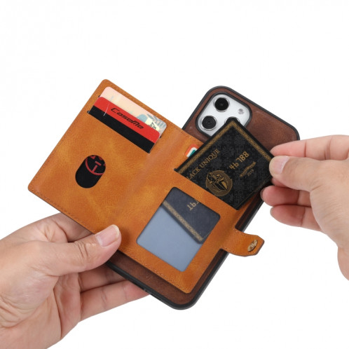 Couleur de couleur Calfskin Assortiment TPU + PU avec support et fente pour carte pour iPhone 13 Pro (Noir) SH003D249-07