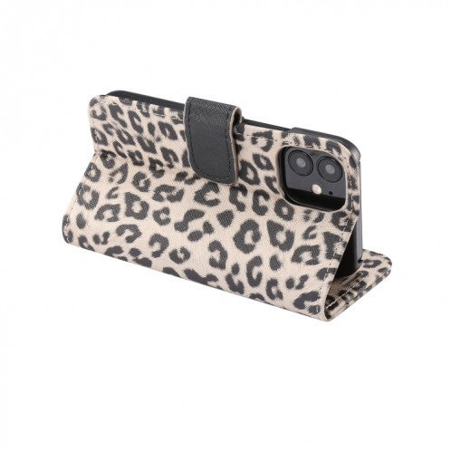 Motif léopard Horizontal Flip PC + Coque en cuir PU avec porte-carte et portefeuille pour iPhone 13 mini (brun) SH601B448-08