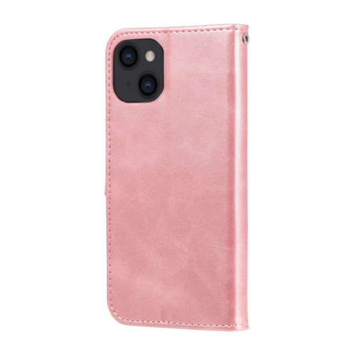 Texture de la mode Texture de mollet Zipper Horizontal Flip Coating avec Stand & Card Slots & Portefeuille Fonction pour iPhone 13 (Rose Gold) SH102B990-07