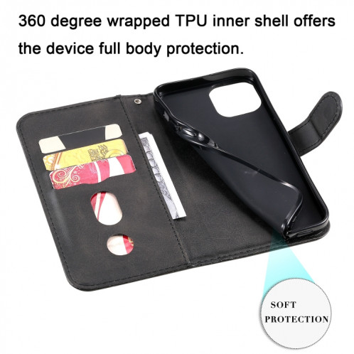 Texture de la mode Texture Zipper Horizontal Horizontal Horizontal Boîtier avec Stand & Card Slots & Portefeuille Fonction pour iPhone 13 (Noir) SH102C1243-07