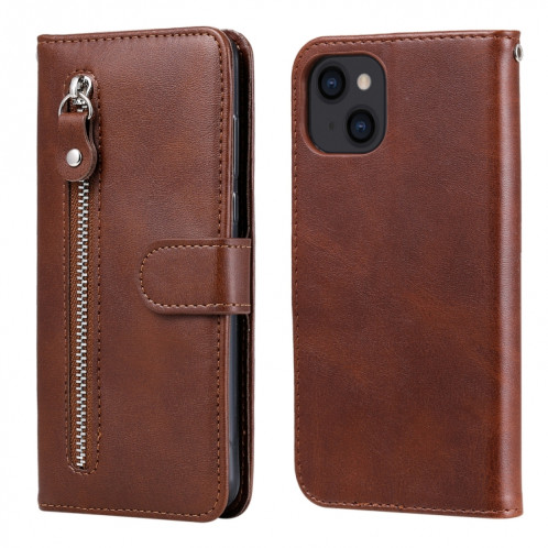 Texture de veau à la mode Table à glissière Horizontal Horizontal Horizontal Boîtier avec Stand & Card Slots & Portefeuille Fonction pour iPhone 13 (Brown) SH102E1625-07