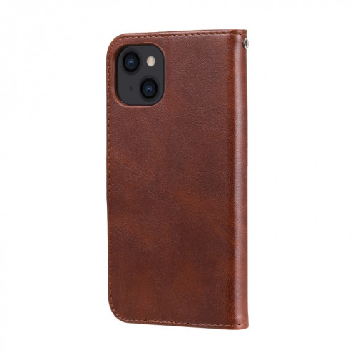 Texture de veau à la mode Table à glissière Horizontal Horizontal Horizontal Boîtier avec Stand & Card Slots & Portefeuille Fonction pour iPhone 13 (Brown) SH102E1625-07