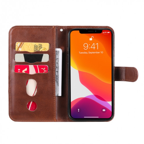 Texture de veau à la mode Table à glissière Horizontal Horizontal Horizontal Boîtier avec Stand & Card Slots & Portefeuille Fonction pour iPhone 13 (Brown) SH102E1625-07