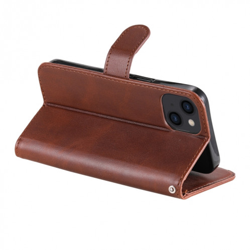 Texture de veau à la mode Table à glissière Horizontal Horizontal Horizontal Boîtier avec Stand & Card Slots & Portefeuille Fonction pour iPhone 13 (Brown) SH102E1625-07