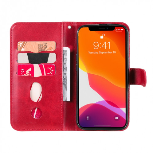 Mode Calf Texture Zipper Horizontal Flip Coating Coque avec Stand & Card Slots & Portefeuille Fonction pour iPhone 13 Pro (Rouge) SH103A817-07