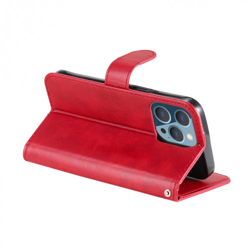 Mode Calf Texture Zipper Horizontal Flip Coating Coque avec Stand & Card Slots & Portefeuille Fonction pour iPhone 13 Pro (Rouge) SH103A817-07