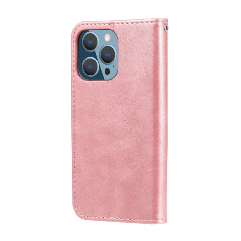 Texture de la mode Texture Zipper Horizontal Horizontal Toam Case avec Stand & Card Slots & Portefeuille Fonction pour iPhone 13 Pro (Rose Gold) SH103B1030-07