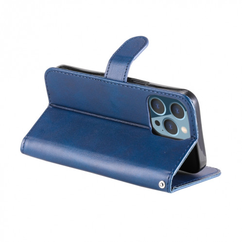 Mode Calf Texture Zipper Horizontal Flip Case avec Stand & Card Slots & Portefeuille Fonction pour iPhone 13 Pro (Bleu) SH103D1593-07
