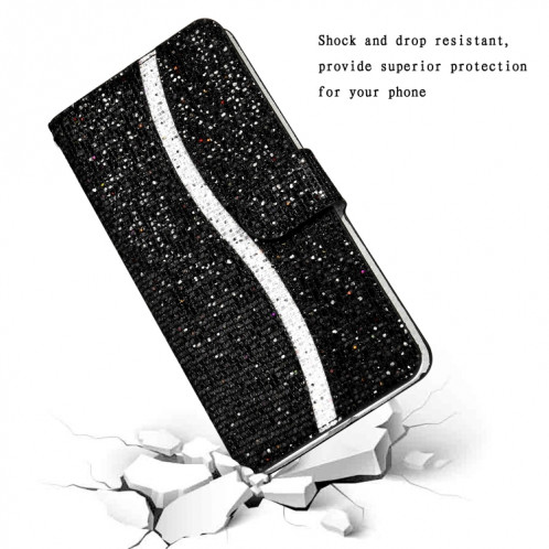 Poudre de paillettes Horizontale Horizontal Cuir Coating avec machines à sous cartes et porte-longe pour iPhone 13 (noir) SH302A1502-07