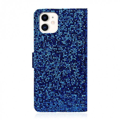 Poudre de paillettes Horizontal Horizontal Cuir Coating avec machines à sous cartes et porte-longe pour iPhone 13 (bleu) SH302B370-07