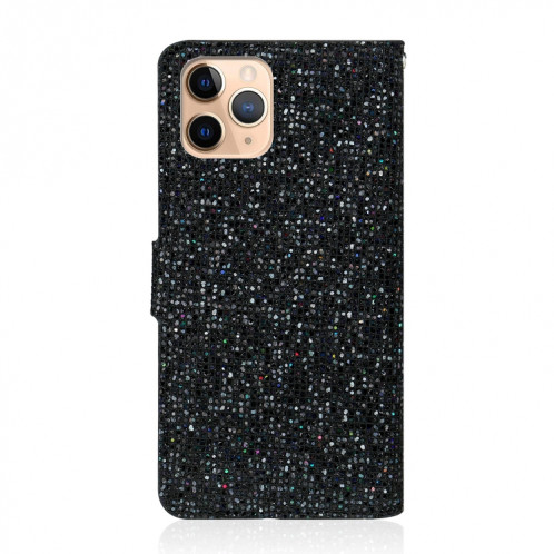 Étui de cuir horizontal en poudre de paillettes avec machines à sous cartes et porte-lanières pour iPhone 13 Pro (Noir) SH303A791-07