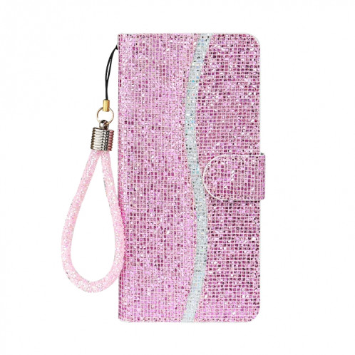 Poudre de paillettes Horizontal Flip Cuir Toot avec machines à sous cartes et porte-longe pour iPhone 13 Pro (rose) SH303C536-07