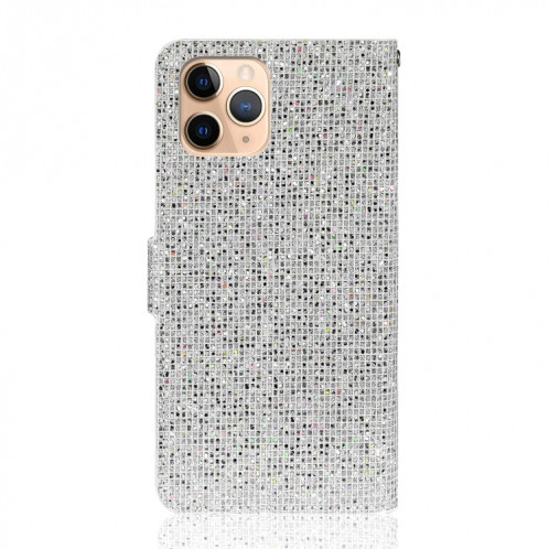 Poudre de paillettes Horizontal Horizontal Cuir Coating avec machines à sous cartes et porte-longe pour iPhone 13 Pro (argent) SH303D473-07