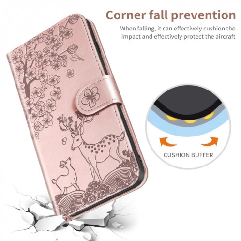 SIKA DEER Motif de gaufrage Horizontal Boîtier en cuir PU avec support et carte de portefeuille et cadre de portefeuille et photo pour iPhone 13 (or rose) SH111C279-07