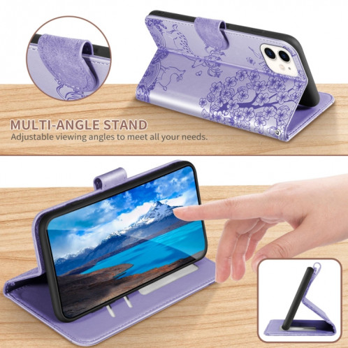 SIKA DEER Motif de gaufrage Horizontal Flip PU Coque en cuir PU avec support et carte de portefeuille et cadre de portefeuille et photo pour iPhone 13 Pro (violet) SH113D6-07