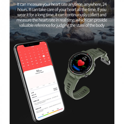 Q70C 1.28 pouces TFT Touch Screen Bluetooth 5.0 IP67 Wather Watch Smart Watch, Support Surveillance du sommeil / Surveillance de la fréquence cardiaque / Rappel d'appel / Mode multi-sports (Vert de l'armée) SH401A1619-08