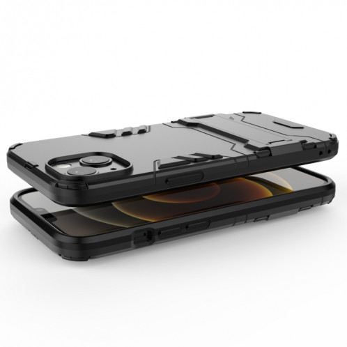 PC + TPU Cas de protection antichoc avec support invisible pour iPhone 13 (noir) SH702A169-07