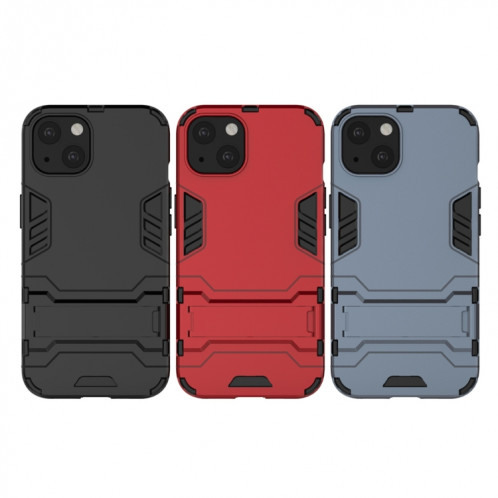 PC + TPU Cas de protection antichoc avec support invisible pour iPhone 13 (noir) SH702A169-07