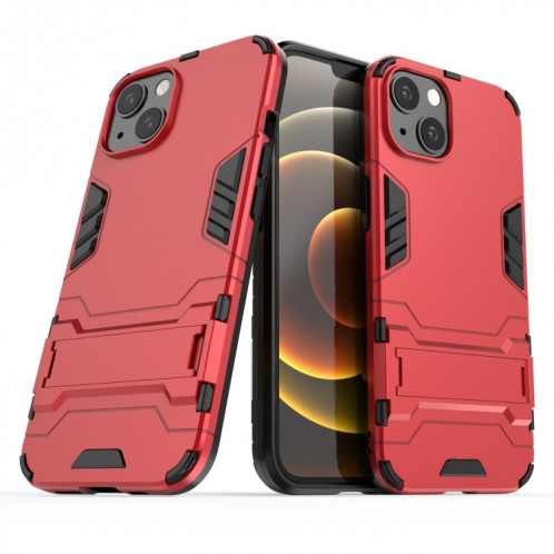PC + TPU Cas de protection antichoc avec support invisible pour iPhone 13 (rouge) SH702B269-07