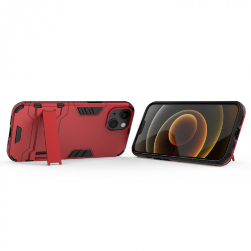 PC + TPU Cas de protection antichoc avec support invisible pour iPhone 13 (rouge) SH702B269-07
