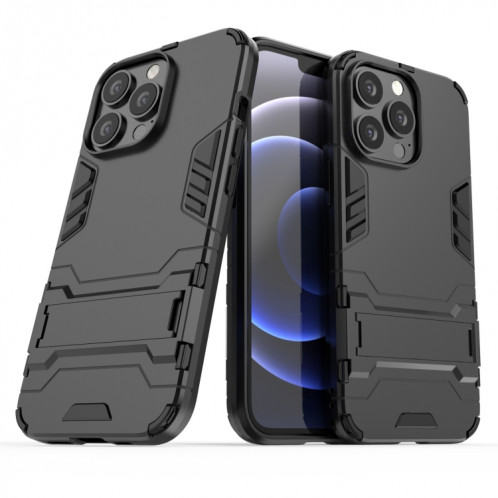 PC + TPU Cas de protection antichoc avec support invisible pour iPhone 13 Pro (Noir) SH703A1336-07