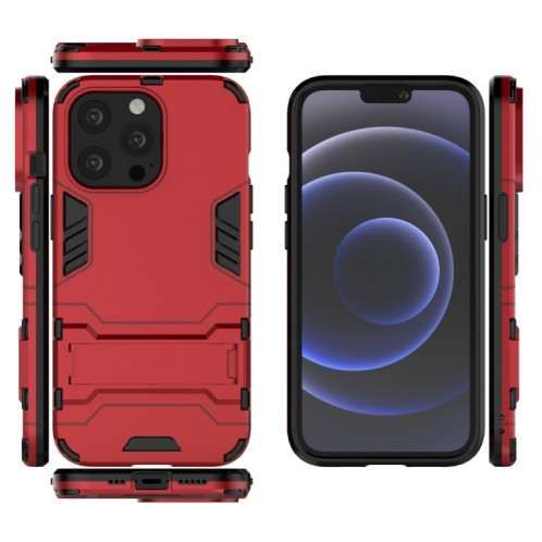 PC + TPU Cas de protection antichoc avec support invisible pour iPhone 13 Pro (rouge) SH703B1217-07