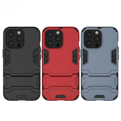 PC + TPU Cas de protection antichoc avec porte-invisible pour iPhone 13 Pro (bleu marine) SH703C1658-07