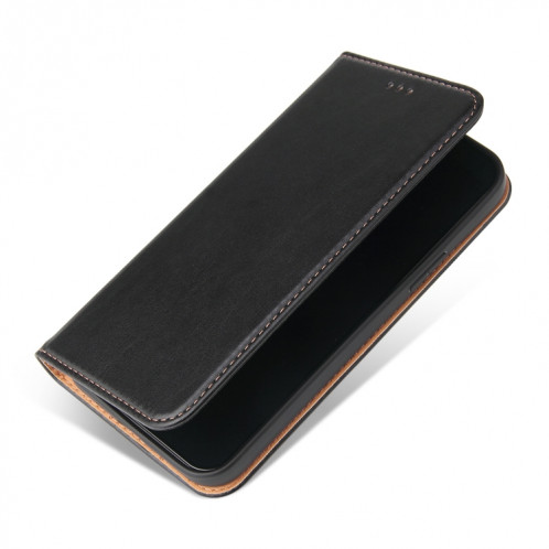 Fierre Shann Pu Cuir PU Texture Horizontal Toas Horizon Horizontal Boot avec porte-cartes et portefeuille pour iPhone 13 (noir) SF802A1345-07