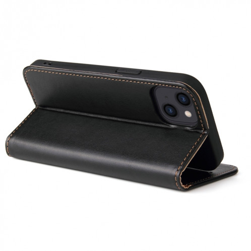 Fierre Shann Pu Cuir PU Texture Horizontal Toas Horizon Horizontal Boot avec porte-cartes et portefeuille pour iPhone 13 (noir) SF802A1345-07