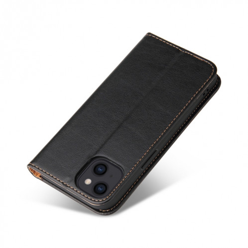 Fierre Shann Pu Cuir PU Texture Horizontal Toas Horizon Horizontal Boot avec porte-cartes et portefeuille pour iPhone 13 (noir) SF802A1345-07